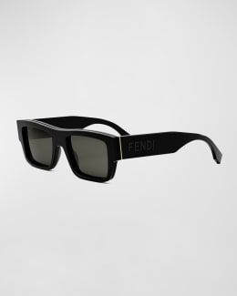 Fendi Men's FF-Logo Rimless Shield Sunglasses | Neiman Marcus