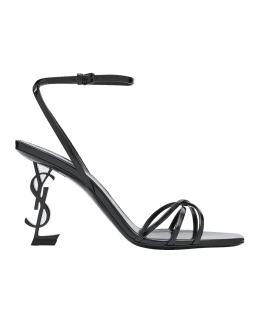 Saint Laurent Opyum YSL Calfskin Ankle-Strap Sandals | Neiman Marcus