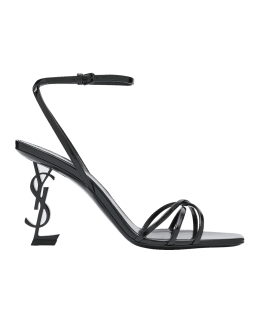 Saint Laurent Opyum YSL Patent Ankle-Strap Sandals | Neiman Marcus