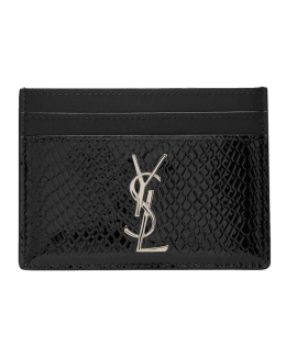 Saint Laurent YSL Tiny Monogram Ziptop Card Case in Smooth Leather