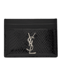 Saint Laurent YSL Tiny Monogram Ziptop Card Case in Smooth Leather 