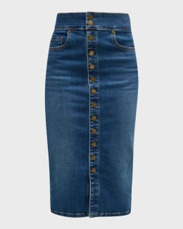 Marc Jacobs Charm Embellished Denim A-Line Skirt | Neiman Marcus