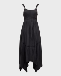 Ramy Brook Arina Pleated Halter Midi Dress | Neiman Marcus