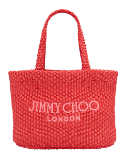 JIMMY CHOO - Logo Mini Raffia Beach Bag