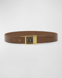 Saint Laurent YSL Python Leather Belt | Neiman Marcus