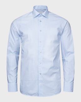 Eton Men's Organic Cotton Twill Slim-Fit Dress Shirt, Blue, Men's, 17, Shirts Tops Formal & Evening Dress Shirts