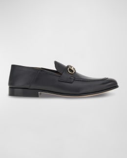 Prada - Brushed Leather Square Toe Loafers in Black