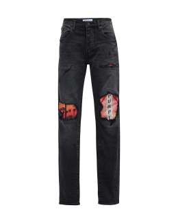 Luxury Mens Purple Designer Jeans With Distressed Ripped Detailing