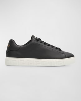 Burberry Men's Stevie Leather and Check Low-Top Sneakers
