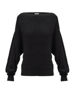Veronica Beard Jude Jeweled Crewneck Blouson-Sleeve Wool Knit Sweater