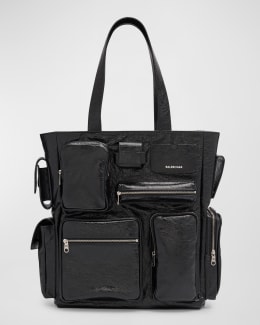 Burberry Men's Embossed Check Leather Tote Bag | Neiman Marcus