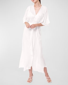 Unique Silky Shiny Crinkle Chiffon long Lingerie Robe dress