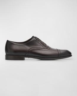 John Lobb Men's Taunton Cap Toe Leather Oxfords | Neiman Marcus