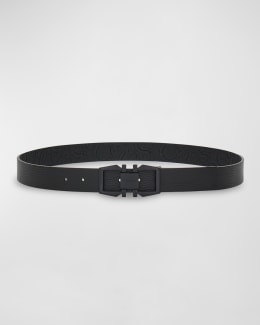 Ferragamo Men's Textured Leather Belt with Gancini Detail