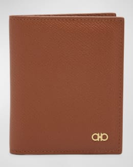 Ferragamo Men s Revival Gancini Bi Fold Leather Wallet Black Red Neiman Marcus