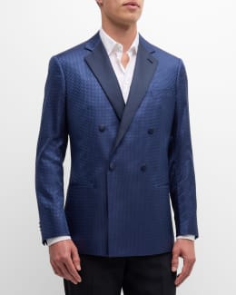 【2本セットに変更】STEFANO RICCI Stefano Ricci Men's Silk Check Shawl-Lapel Dinner Jacket