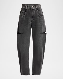 Maison Margiela Slash Slit Barrel-Leg Jeans | Neiman Marcus