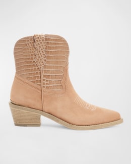 Partlow Abigail Leather Metallic Cutout Western Boots Neiman Marcus