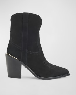 Partlow Tina Leather Metal Toe Western Booties Neiman Marcus