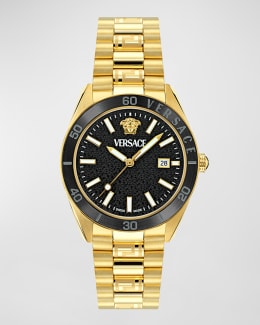 Versace Men's Greca Logo IP Yellow Gold Bracelet Watch, 43mm