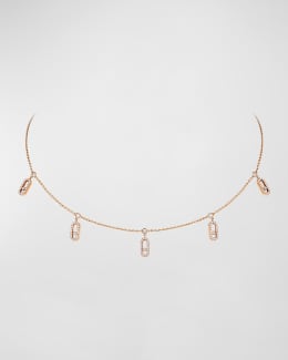 MOVE UNO PAVED DROP PENDANT CHOKER SILVER NECKLACE