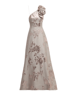 Teri jon asymmetrical gown with ruffle accent sale