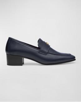 Bougeotte Flaneur Leather Flat Penny Loafers | Neiman Marcus display picture 2