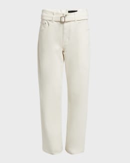 パンツ VERSACE Women Straight Pants 10115191A136511D110 White Versace White Washed Denim Straight-Leg Pants | Neiman Marcus
