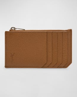 Saint Laurent Men's YSL Zip Card Holder in Grained Leather Saint Laurent Men's YSL Zip Card Holder in Grained Leather