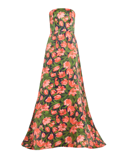 Carolina Herrera Floral-Print Strapless Gown Neiman Marcus