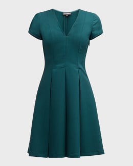 【リッチ＆シック】EMPORIO ARMANI Vネックプリーツドレス Emporio Armani Cinched Stretch Velvet Mini Dress | Neiman Marcus