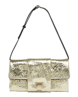 Oscar de la Renta O Pochette Crinkled Metallic Shoulder Bag | Neiman Marcus