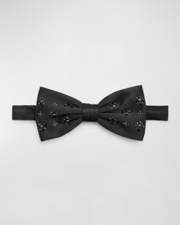 Mens Black Silk Feel Bow Tie 3 Piece Gift Set Pocket Square Cufflink – XPOSED