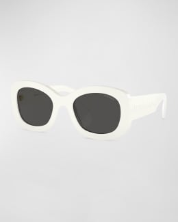 Prada Logo Acetate Oval Sunglasses | Neiman Marcus