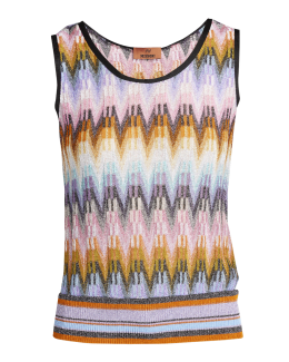 Missoni Ivory Leather & Multicolor Chevron Knit Studded Shoulder Bag main image 1