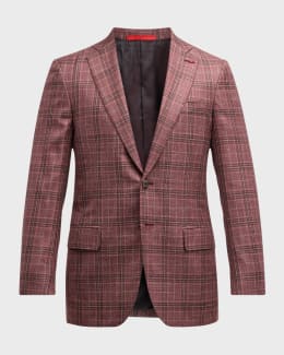 ジャケット・アウター SUNSEA Caramel Check Coat 19A33 Isaia Men's Tan and Blue Gingham Check Sport Jacket | Neiman