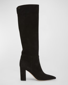 Gianvito Rossi Hansen Suede Pointed-Toe Knee Boots | Neiman