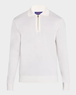 Giorgio Armani Men's Textured Knit Short-Sleeve Quarter-Zip Polo