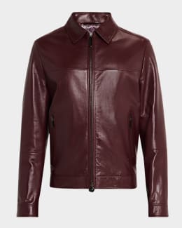 【ブルネロクチネリ】 Jackets - Leather Jackets ジャケット Brunello Cucinelli Men's Full-Zip Leather Jacket with