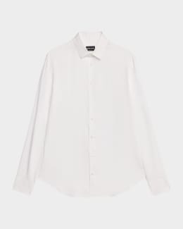 Giorgio Armani Men's Solid Cotton Dress Shirt | Neiman Marcus