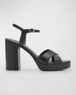 Stuart Weitzman Dayna II Leather Platform Sandals | Neiman