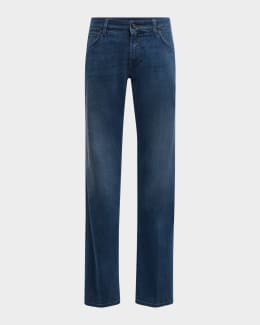 デニム・ジーパン ETRO DENIM JEANS Etro Men's Slim-Straight Contrast-Stitch Jeans | Neiman Marcus