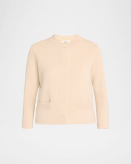 [Drawer] DRAWER Cashmere Wool Snap Crew Neck Cardigan 6515-105-0482 Pink [Used] [Authenticated and Guaranteed Authentic] 193956
