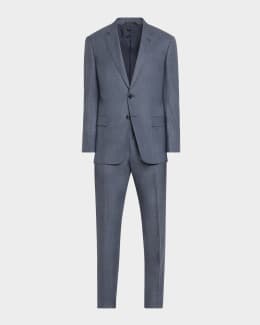 Giorgio Armani Men's Super 150s Striped Peak-Lapel Classic Fit