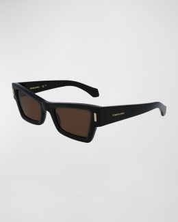 ALAIA Beveled Acetate Rectangle Sunglasses | Neiman Marcus