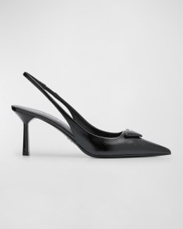 Prada Patent Padded Triangle Slingback Pumps | Neiman Marcus