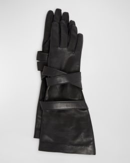Versace Studded Lambskin Leather Gloves | Neiman Marcus
