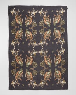 McQueen Men's Wool and Silk Floral Skull Scarf | Neiman Marcus