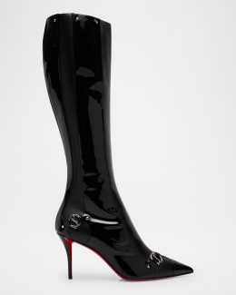 Christian Louboutin Jane Leather Red Sole Knee Boots Neiman Marcus