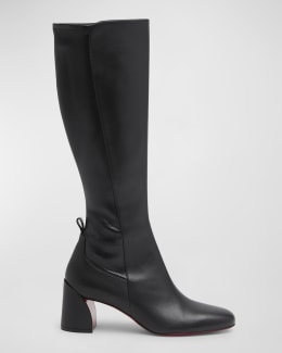 Fendi Filo FF Canvas & Leather Knee-High Boots | Neiman Marcus